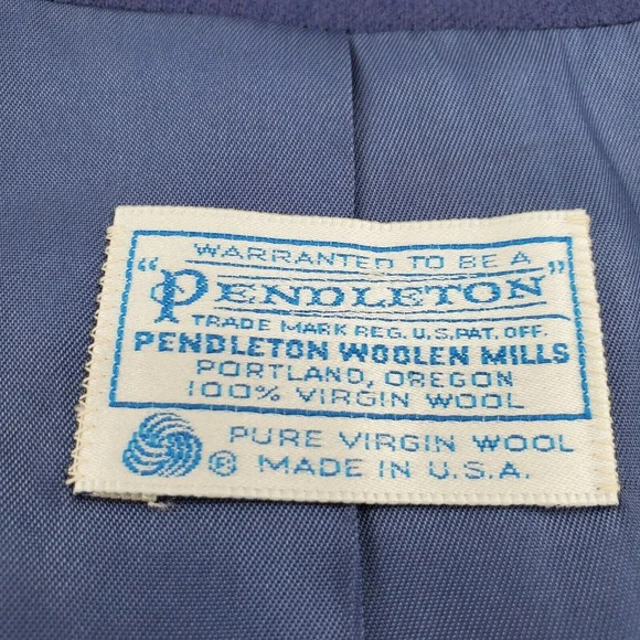 Vintage Pendleton Wool Blazer Size 40 M/L Blue Purple Short Jacket No Button - Picture 4 of 9